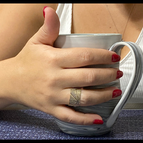 Geometric print Bronze Ring