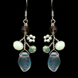White Opal Flowers Sterling Earrings - Nurit Niskala