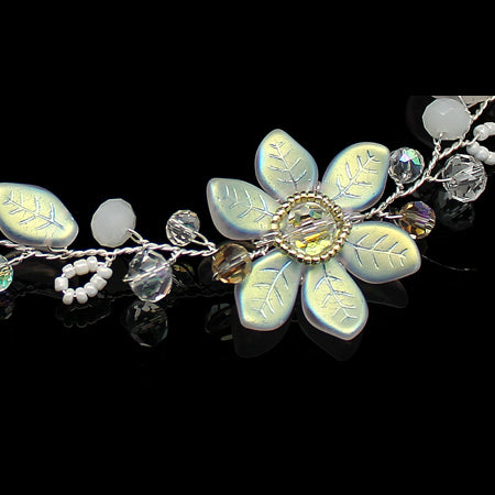 White Opal Flowers Sterling Necklace - Nurit Niskala