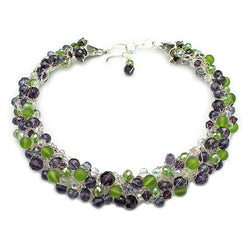 Purple Green Crochet Necklace - Nurit Niskala
