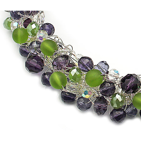 Purple Green Crochet Necklace - Nurit Niskala
