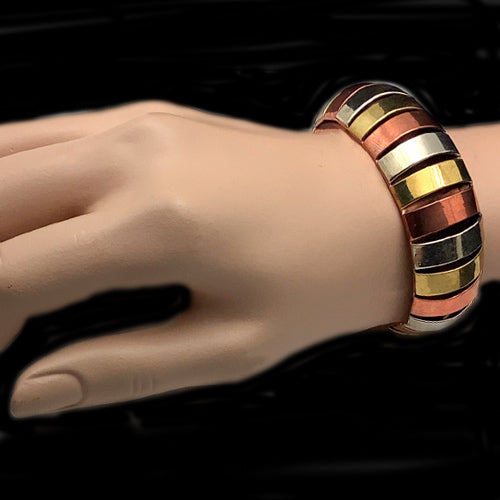 Three Metals Cuff +Earrings