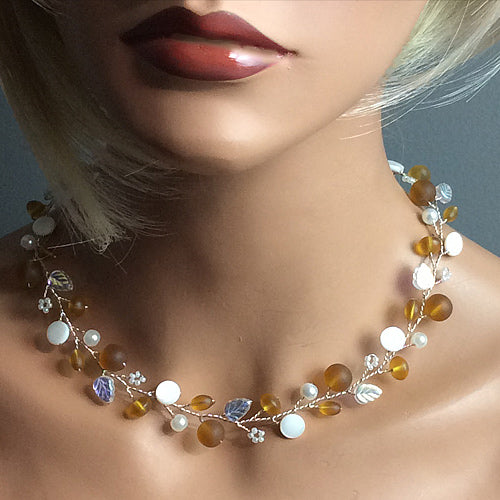 Amber White Delicate Necklace - Nurit Niskala