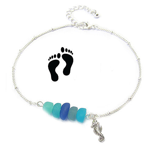 Multi Colors Seahorse Seaglass look Anklet*