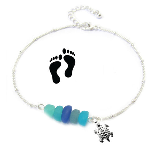 Multi Colors Turtle Seaglass-look Anklet*