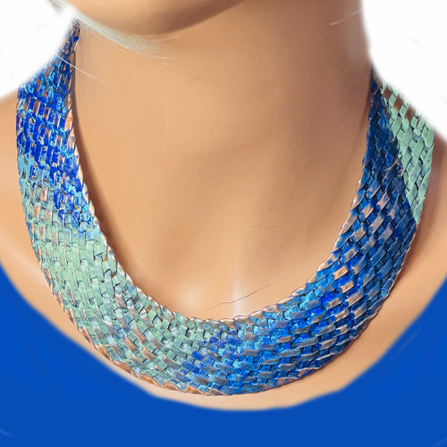 Green Blue Copper Woven CHOKER