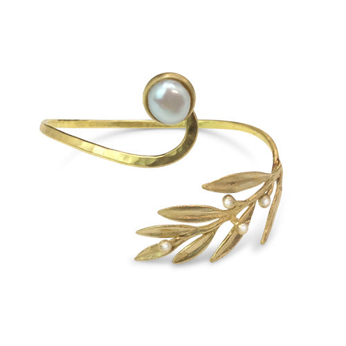 Bronze Pearl Leaves Bracelet - Nurit Niskala