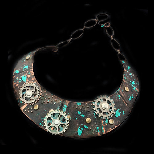 Steampunk Copper Choker Patina