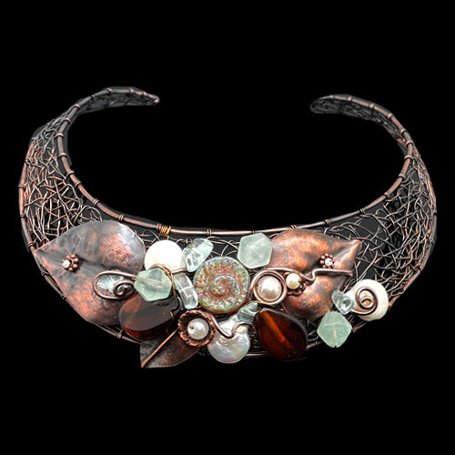 Aquamarine COPPER Woven Choker