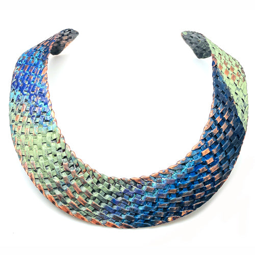 Green Blue Copper Woven CHOKER