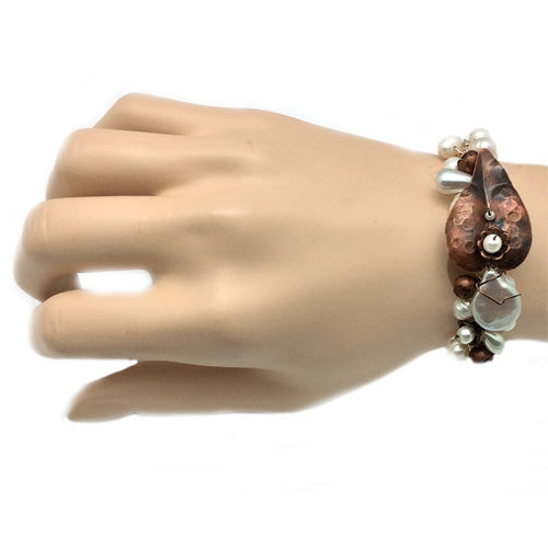 Freshwater Pearl +Copper Bracelet #E
