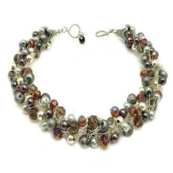 Eggplant Grey Statement Necklace - Nurit Niskala