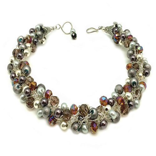 Eggplant Grey Statement Necklace - Nurit Niskala