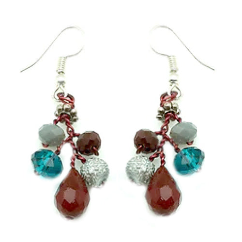 Emerald Red Grey Earrings