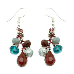 Emerald Red Grey Earrings