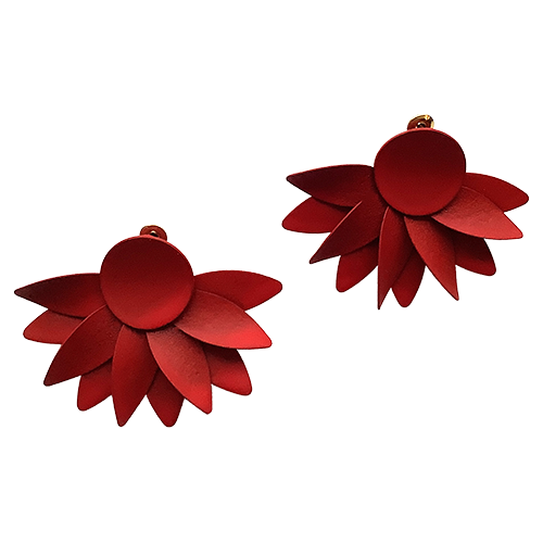Red Daisy Flower Earrings