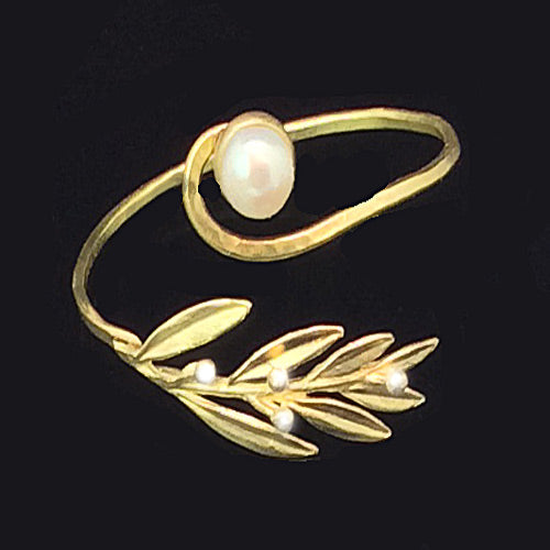 Bronze Pearl Leaves Bracelet - Nurit Niskala