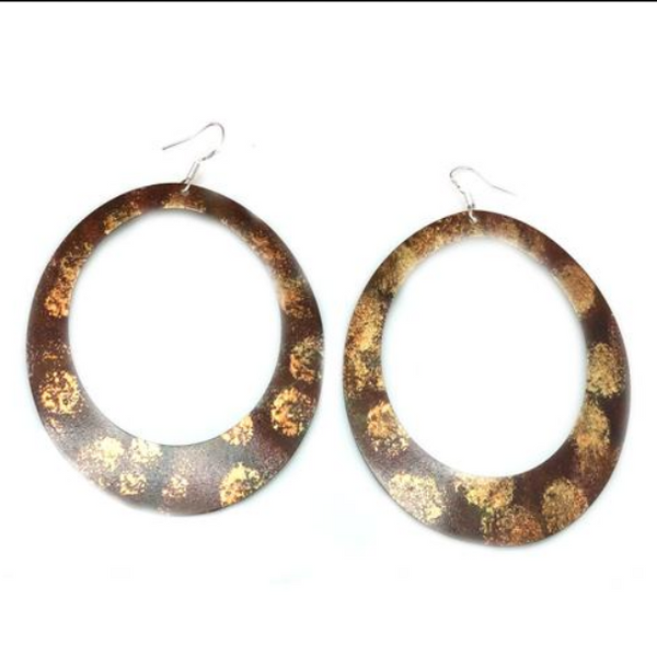 Enamel Paint Brown earrings