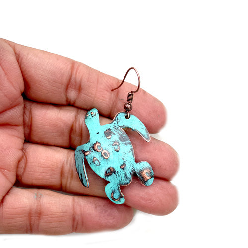 Turtle Copper Earrings-Choose your colors
