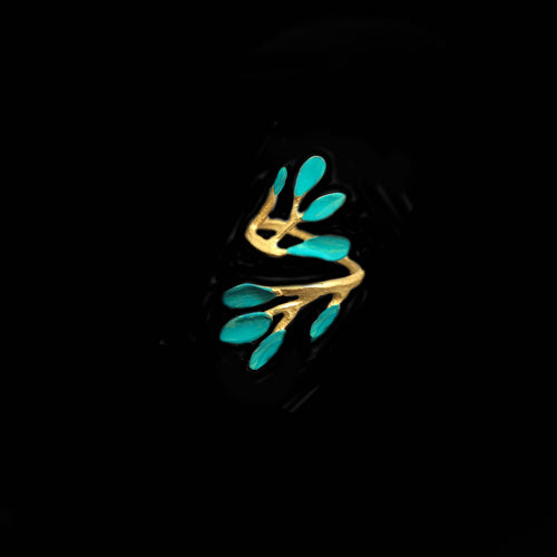 Turquoise Patina Leaves Ring