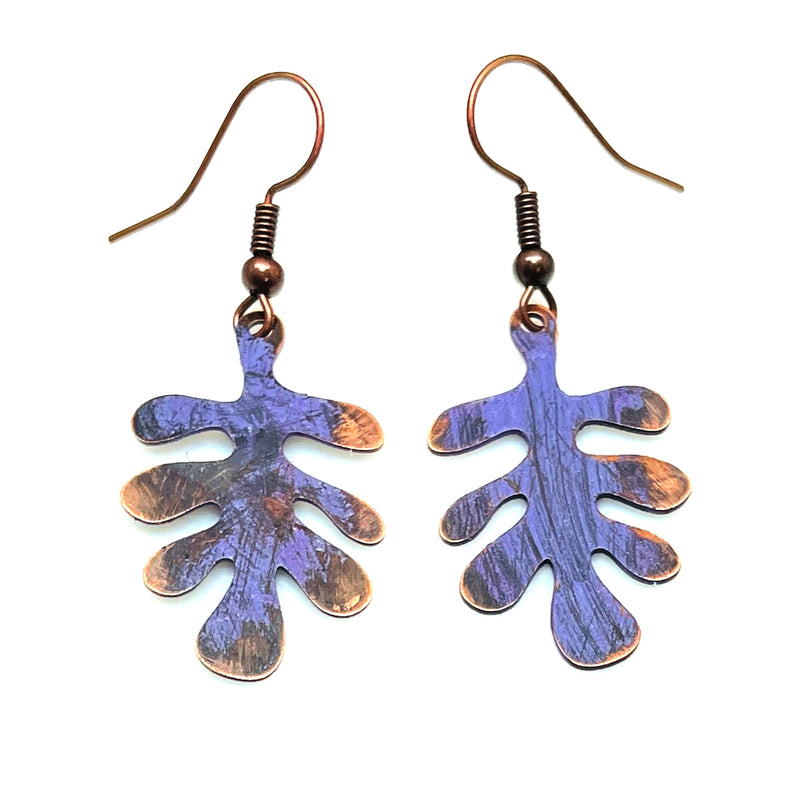PURPLE COPPER LEAFE EARRINGS