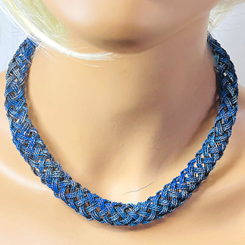 BLUE  BRAIDED NECKLACE