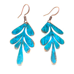TURQUOISE COPPER LEAF EARRINGS