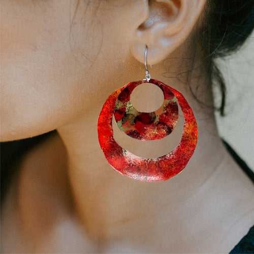 Enamel Paint Red & Green Earrings