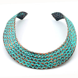Turquoise  Copper Woven CHOKER