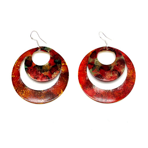 Enamel Paint Red & Green Earrings