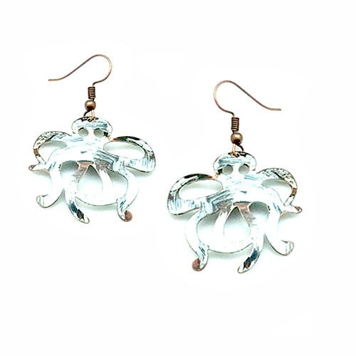 Octopus White Copper Earrings