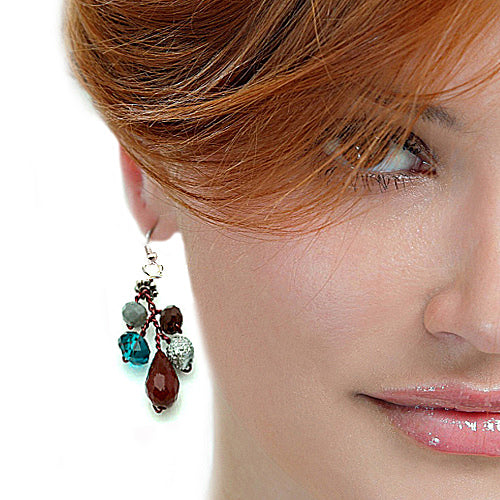 Emerald Red Grey Earrings