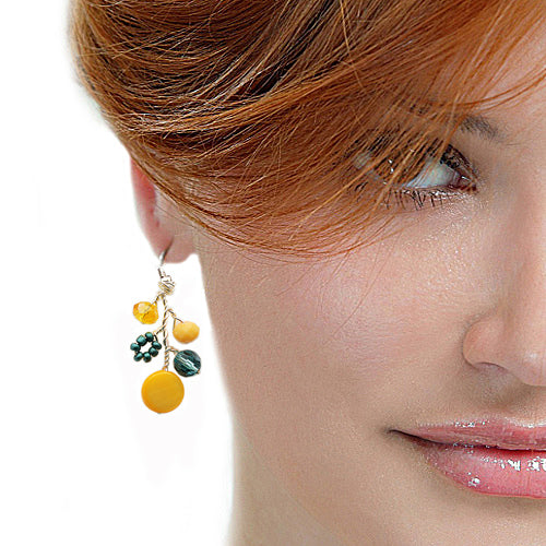 Emerald green Yellow Earrings