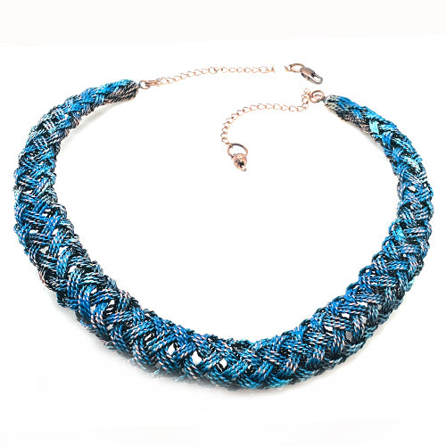 BLUE  BRAIDED NECKLACE