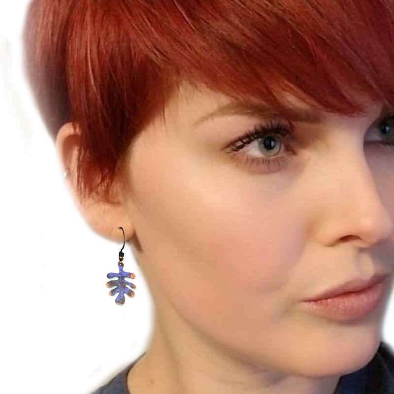 PURPLE COPPER LEAFE EARRINGS