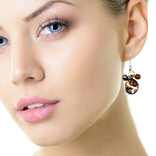 Brown Mother of Pearl  Dangle Earrings