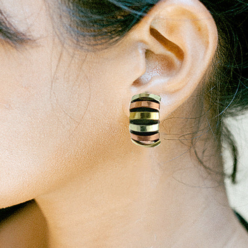 Three Metals Cuff +Earrings