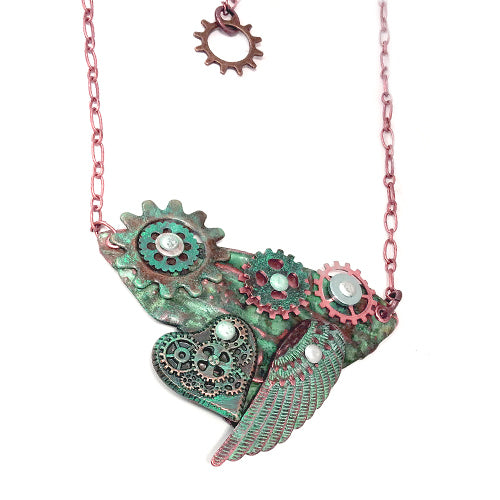 Steampunk Winged Necklace - Copper