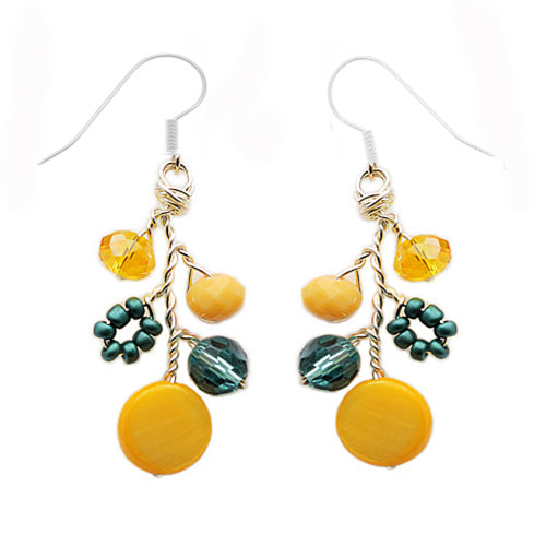 Emerald green Yellow Earrings