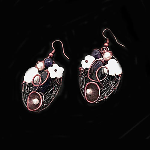 Statment Amethyst Copper Earrings - Nurit Niskala