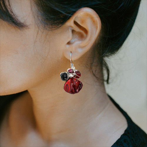 Deep Red Mother of Pearl Earrings