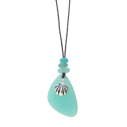 Silver Shell Green Seaglass Necklace*