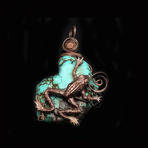 Turquoise Brown Lizard Gemstone Pendants - Nurit Niskala