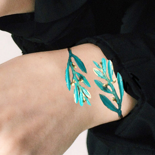 Turquoise Patina Leaf Cuff