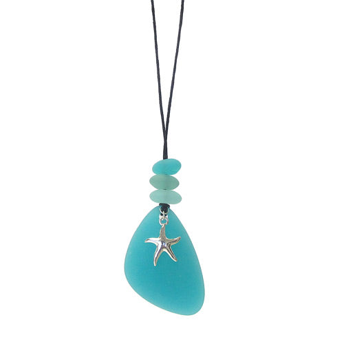 Starfish Blue Seaglass Necklace*