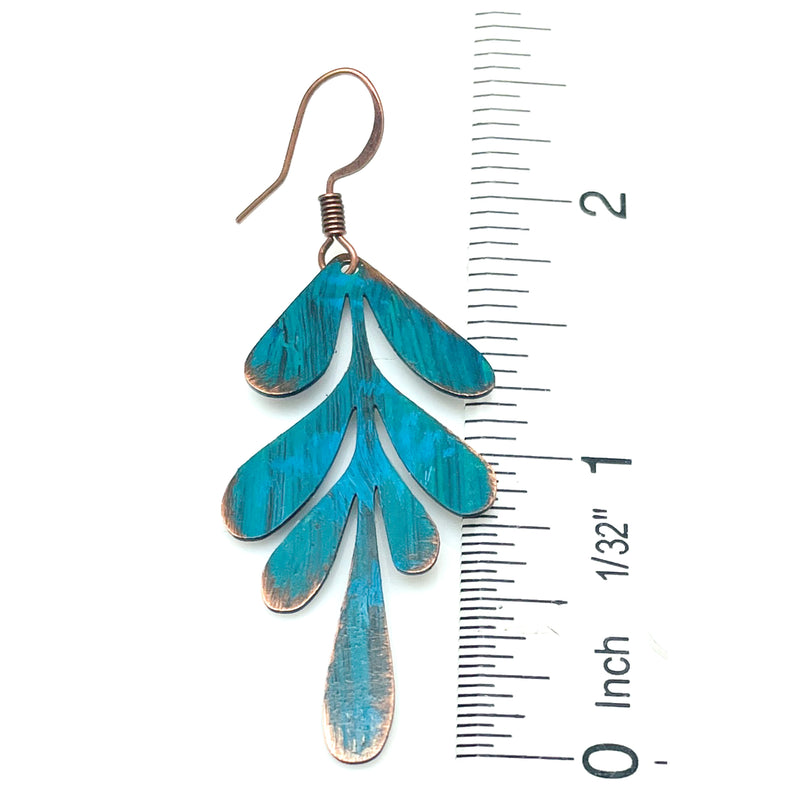 TURQUOISE COPPER LEAF EARRINGS