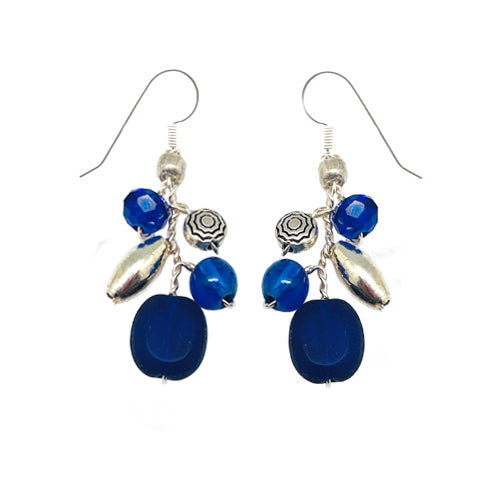 Blue Silver DANGLE Earrings