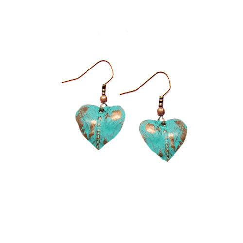 TURQUOISE LITTLE HEART COPPER EARRINGS