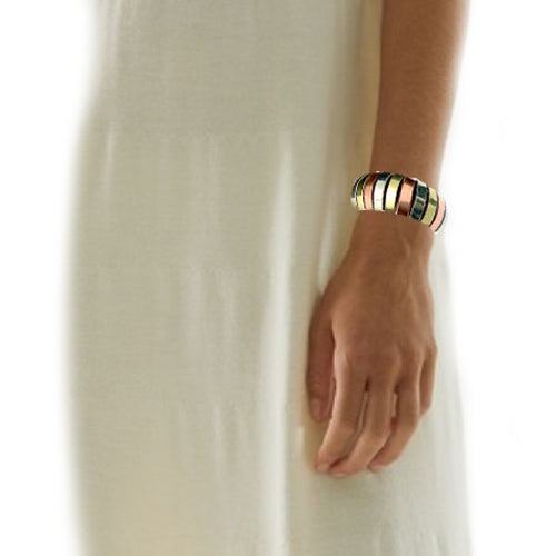 Three Metals Cuff +Earrings