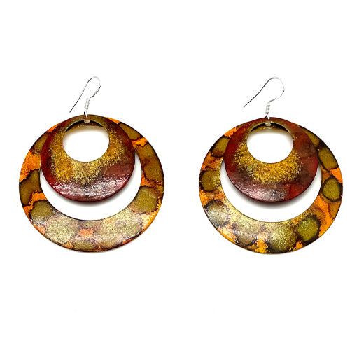 Enamel Paint orange & Burgundy Earrings